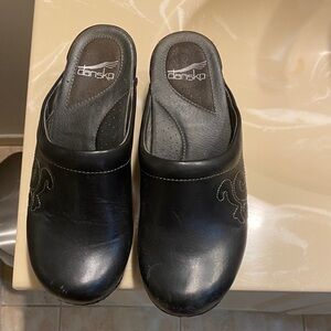 Dansko Black Leather Mules